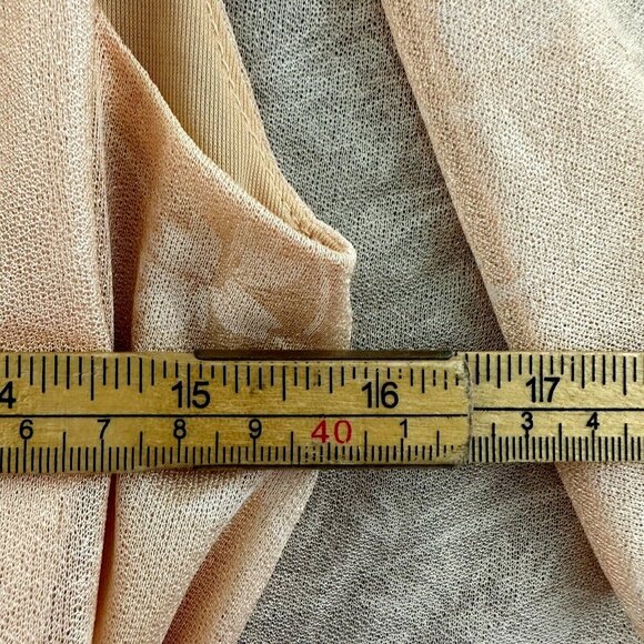 Vintage 70s Chiffon Dress Split Sleeve Maxi Capelet Peach Floral Split Sleeve - Picture 11 of 16